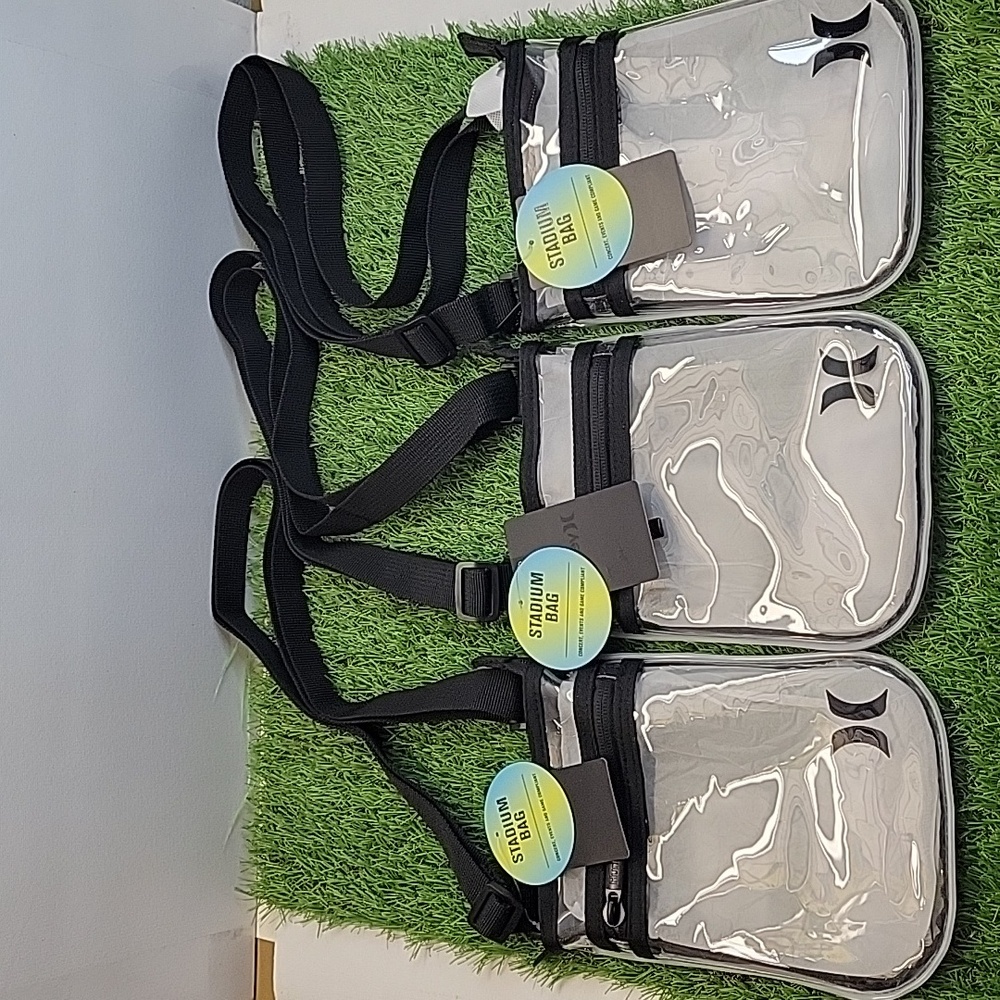 Lot of 3 Hurley Clear & Black Stadium Bag ,Concert,Events, and Game Compliant